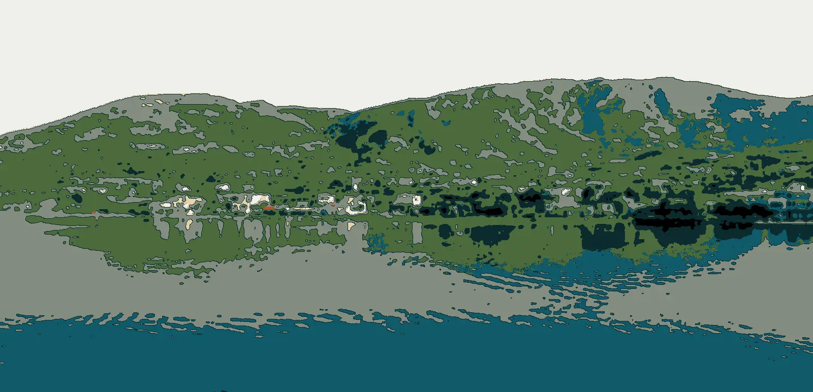Illustration: Gavrio and the hills of Andros seen from the sea