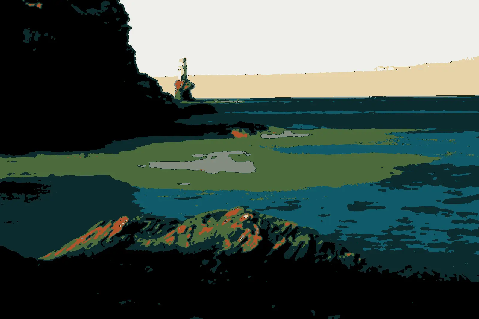 Illustration: Tourlitis lighthouse on its rock off Chora, Andros